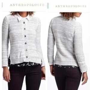 Anthro Field Flower Cardigan Womens XS Lined Bird Print BOHO 100% Cotton